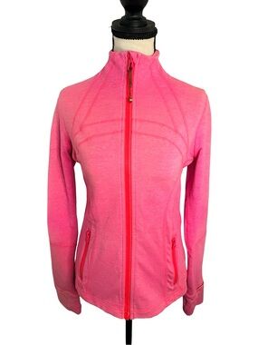 Lululemon Define Jacket Size 8 Heathered Pink Luon Full Zip Thumbholes EUC